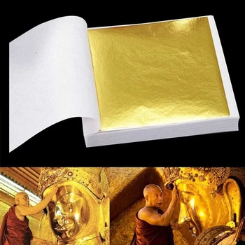 100 de Coli Imitatie foita de Aur de Hârtie Strălucitoare Frunze de Aur pentru Aurire Funiture Linii de Perete Artizanat obiecte de Artizanat Aurire Decor