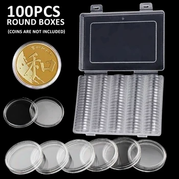 100buc 30mm Clar Rotund din Plastic Monedă Capsulă Recipient de Colectare Cutie de Depozitare Titularul de Afișare Caz Organizator Pentru Colecționari de Monede