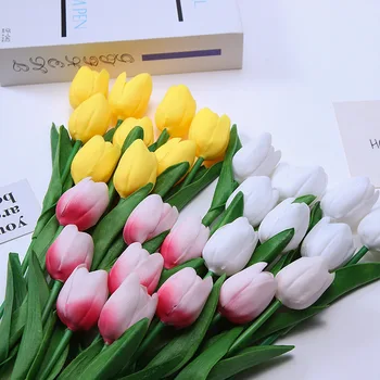 10buc Flori Artificiale Mini Pu Lalele Flori False Nunta de Fotografiere elemente de Recuzită, Decor Acasă Decor Petrecere de Simulare Flori