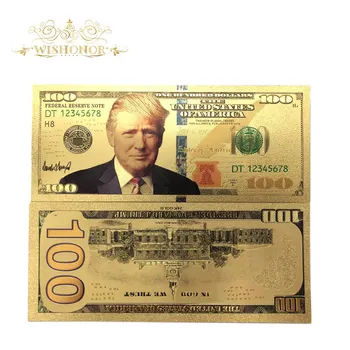 10buc/Lot Pentru Frumos statele UNITE ale americii Culoare Donald Trump Bancnote de 100 de Dolari a Bancnotelor în Aur 24K Placate cu Bani de Hârtie Pentru Cadouri