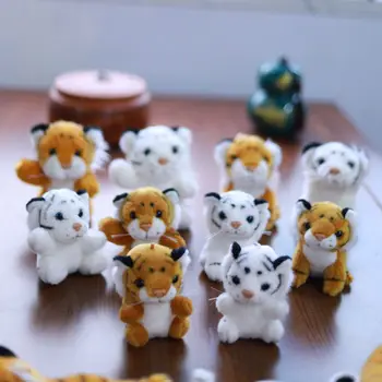 10cm Mini Tigru de Pluș Jucărie, Păpușă Nouă Simulare Tigru Mascota Pandantiv Papusa Compania Eveniment Cadou