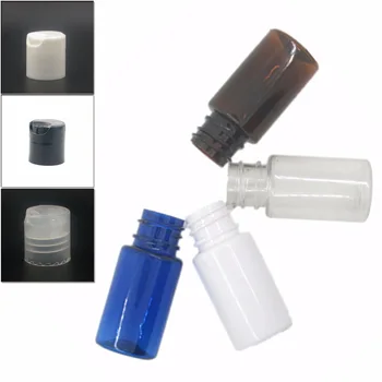 10ml rotund gol clar/alb/albastru pet sticla de plastic cu transparent/alb disc-top capac X 10