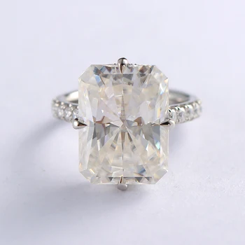 14K Au585 Inel din Aur Alb de Nunta Aniversare, Petrecere de Logodna Inel Radiant Moissanite Diamant Elegant, la Modă