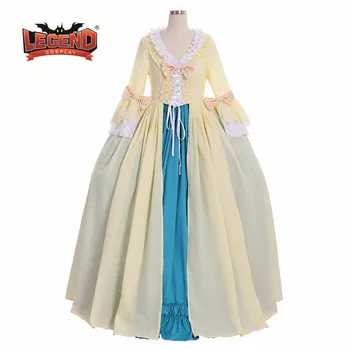 18 Marie Antoinette Victorian rococo galben rochie costum de Halloween Rochie Tribunal francez rococo rochie de bumbac de bună calitate