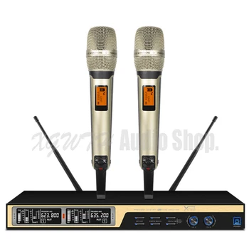 2 Canale UHF Sistem de Microfon Wireless Cu Receiver 2 Lavaliera Rever fără Fir setul cu Cască Portabil Microfon Dinamic Microfon Microfoane