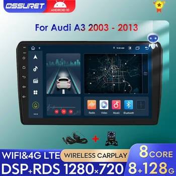 2 Din Android 11 radio Auto Pentru Audi A3 2003 - 2013 Multimedia player Video, Gps, stereo Navigare Carplay 4G WIFI 9inch Unitatii