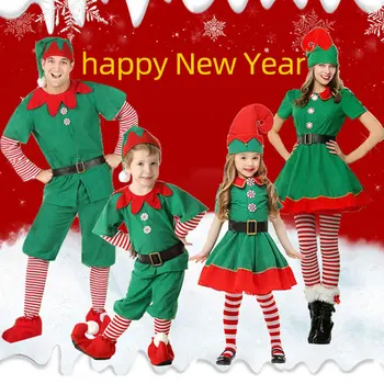 2020 Bărbați, Femei, Fete Baieti Crăciun Moș Crăciun Costum Elf Verde Cosplay Familie Petrecerea De Crăciun De Anul Nou Rochie Fancy Haine