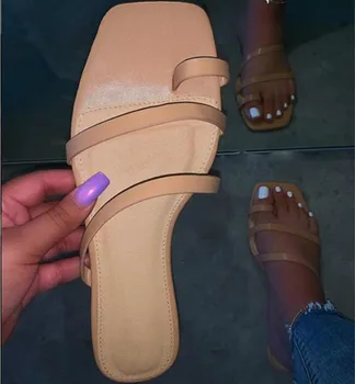 2020 Moda Inel de Deget de la Sandale Femei Plat Non-alunecare de Cruce Bandaj Papuci de recreere în aer Liber Doamnelor Sandale din Piele Sălbatic Flip Flop