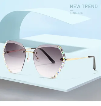 2021 Noua Moda fără ramă Pilot ochelari de Soare pentru Femei Brand Designer Retro Tăiere Lentile Gradient de Epocă Ochelari de Soare Femei UV400