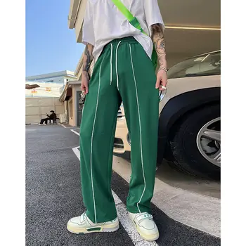 2022 Bărbați Straight Pantaloni Casual Sport Verde Pantaloni Largi Picior