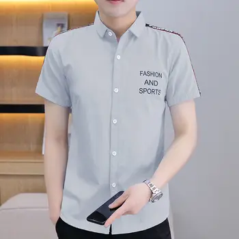 2022 Om de Moda de Vară Scrisoare de Imprimare Tricouri de sex Masculin Bluze Smart Casual cu Maneci Scurte Formale Cămașă de Afaceri de Îmbrăcăminte pentru Bărbați E88