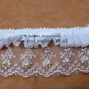 30 de metri/lot de înaltă calitate pe alb de lux ployester margele dantelă asieta DIY accesorii rochia de mireasa dantelă asieta 7cm