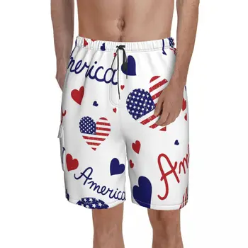 4 iulie Steagul American pantaloni Scurți de Bord Iubesc America Bord Pantaloni scurți de Vânzare la Cald pentru Bărbați Model de Imprimare slip de baie Plus Dimensiune
