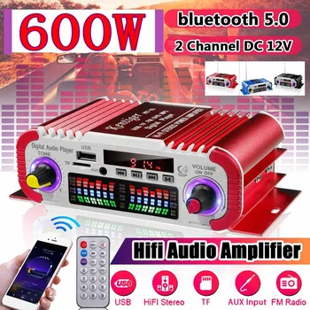 600W 12V/24V bluetooth Mini HiFi Amplificator Digital Audio Stereo 2.0 Canal de amplificare a Sunetului Amplificator de Putere Masina Acasa TF Card AUX