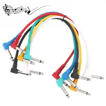 6pcs! 30cm Colorate Cablu Audio Mufă în Unghi 6,35 mm Duce Patch Linii de Chitara Pedale de Efect