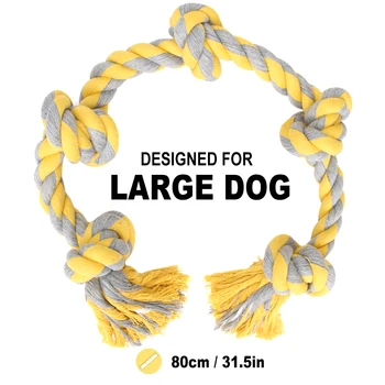 80cm Mare Câine Jucării pentru Câini de talie Mare Agresive Rozatoare Sfoara Bumbac Interactive, Jucarii pentru animale de Companie Câine Accesorii Periuta de dinti de Formare
