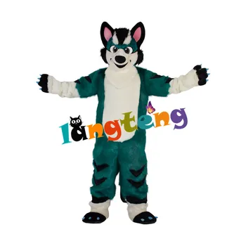 935 Verde Cu Blană De Vulpe Câine Mascota Costum De Sărbătoare Rochie Fancy Costume De Blană De Lup Cosplay Caracteri Îmbrăcăminte