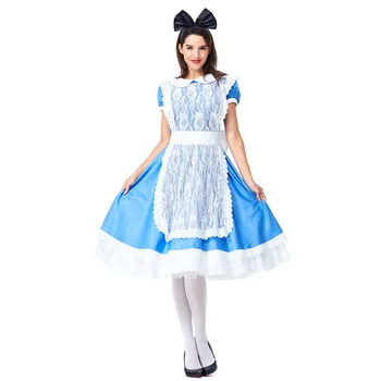 Alice Costum Lolita Menajera Cosplay pentru Femei Fete Adolescente Halloween Purim Rochie Fancy Funda Mare