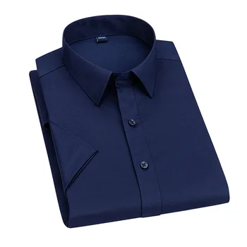 Aoliwen brand de Oameni Oxford pânză de afaceri solid de culoare stretch short sleeve shirt pentru bărbați vară anti-rid casual slim shirt
