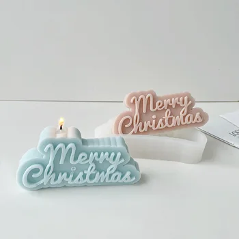 AT0195 Crăciun Fericit engleză Scrisoare Aromatice Lumânare Mucegai Silicon de Crăciun DIY Săpun Manual de Copt Tort Mucegai