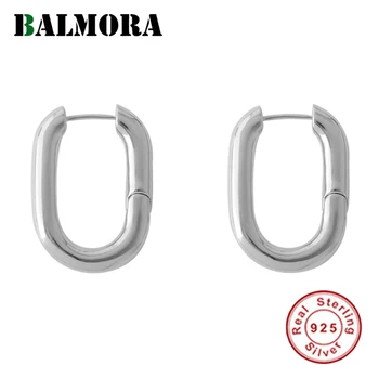 BALMORA 100% Reale Argint 925 Simplu Cerc Simplu Cercel Pentru Femei Nou Design de Moda Ureche Loop Dangler Ureche Stud Bijuterii