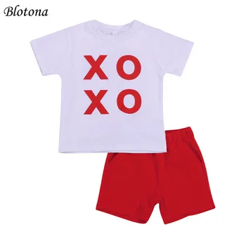 Blotona Copii Casual de Vara Set de pantaloni Scurți de Moda Scrisoare cu Maneci Scurte T-shirt, Blaturi + Culoare Solidă Talie Elastic Pantaloni scurți de 1-6 ani