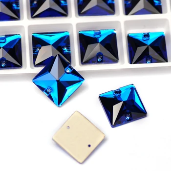 Capri Albastru Strălucitor Pătrat de Sticlă Strass Flatback Cristal Coase Pe Pietre Meserii Sclipici 3D de Cusut Accesorii de Design, Decoratiuni
