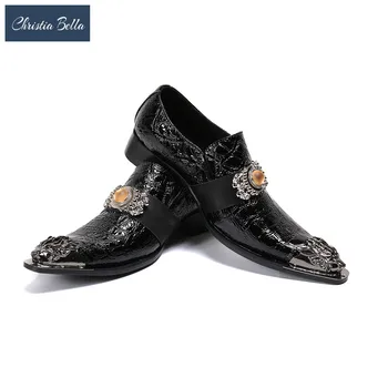 Christia Bella Designer de Brand Mens Pantofi Handmade de Lux Formale Rochie Pantofi de Piele Moale Negru Afaceri Pantofi de Vara pentru Bărbați