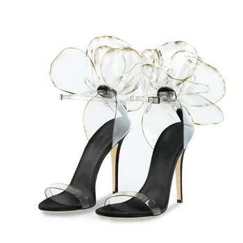 Clar PVC Flori Design de Femei Sandale Sexy Tocuri Subtiri de Mare Doamnă Pantofi de Vara Transparent Bal Pompe Sandalias Femmes Chaussure