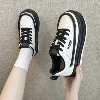 Contrast Alb-negru de Culoare Platforma Pantofi Femei 2022 Nou Pantofi Drăguț Alb și Negru Culoare de Potrivire Pâine Pantofi de Lux