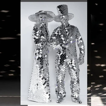 Cosplay oglindă rochii bărbați costum Mireasa si mirele tehnologia viitorului show spațiu romantic rochie de mireasa stadiu de uzura