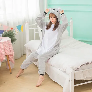 Craciun Adult Koala Kigurumis Cosplay cu Gluga-O singură Bucată Pijamale Onesis Costum de Flanel Haine XL
