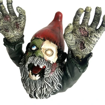 Creative De Halloween De Groază Pitic Statuie Ridica Mâinile Jumătate Zombie Gnome Etaj Sculptură Figurine De Rasina Ornament Petrecere In Gradina