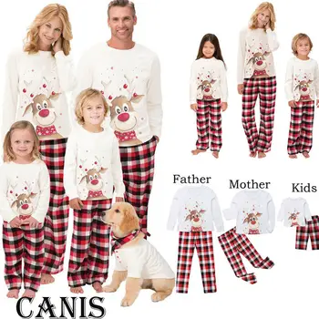 De Crăciun, Familia Potrivire Set De Pijama Pentru Adulți Femei Bărbați Pijamale Maneca Lunga, Pijamale