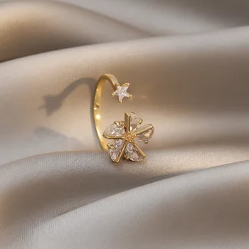 De vânzare fierbinte rotativ messier inel de moda pentru femei design micro-set zircon stele inel deschis
