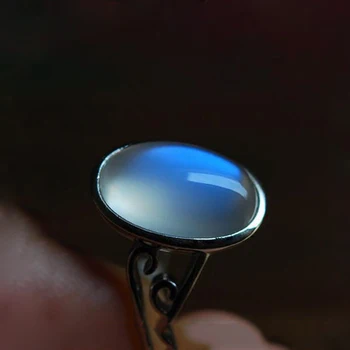 Design creativ piatra lunii ovala ou taitei doamnelor inel reglabil de lux lumina translucide reflectorizante bijuterii de argint
