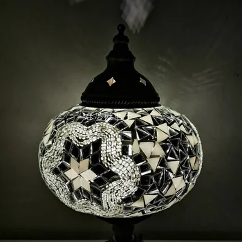 Dimensiune mare turcă mozaic Lampa de masa vintage, art deco Mana lamparas de mesa mozaic de Sticlă romantic patul lumina lamparas con
