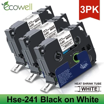 Ecowell 3PK Hse-241 Casete Compatibil Pentru Brother Hse-641 Hse 241 hse 641 Heat Shrink Tube Casete 17.7 mm pentru P Touch Label Maker