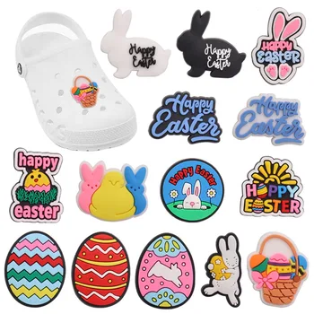 En-gros de 50pcs PVC Pantof Farmece Happy Easter Egg Bunny Cos Accesorii Gradina de Pantofi Ornament Catarama Pentru Copii Cadouri