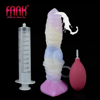 FAAK 8 Inch Animal Wof Câine Nod Penis artificial Pizde Funcție de Silicon Jucărie Sexuală Pentru Femei Barbati Anal G-Spot gros stimulează Ejacula Orgasm
