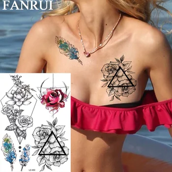 FANRUI Crescut Lotus Pene de Flori Tatuaje Temporare Autocolant Sexy Frunze de Fals Tatuaje Pentru Femei Impermeabil Arta Corp Tatuaje Personalizate