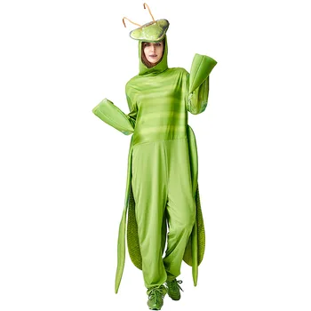 Fantasia Purim Costume De Halloween Unisex Bărbați Femei Călugăriță Costum Verde De Insecte De Performanță Costum