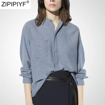 Femei Casual, Bluze Butonul Solid de Vară 2020 Rândul său, în jos Guler Camasa cu Maneca Lunga OL Feminin Femei Slim Îmbrăcăminte Plus Dimensiune Topuri