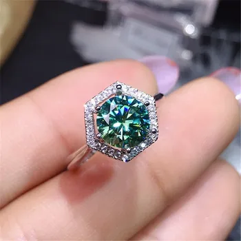 Femei Creative Geometrice de Formă Hexagonală Încrustat Verde AAA Zircon Stil Deschis Inel Reglabil Moda Bijuterii R0699