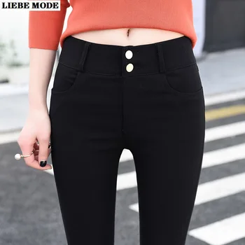 Femei Pantaloni Creion Negru Femeie Stil coreean Toamna de Moda Casual, Pantaloni Skinny, Jambiere Pantaloni Slim cu Buzunare
