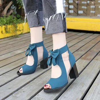 Femei Tocuri Inalte Vara Doamnelor Elegante Fluture Nod De Plasă De Sandale Cu Fermoar Spate Gură De Pește Petrecere Sandalias Moda Pentru Femei Pantofi