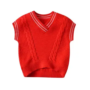 Fete drăguț Vesta Copii Fete Vesta Tricotate V-gât Pulover de Iarna pentru Copii Fete Pulovere Copilul Haine de Fata