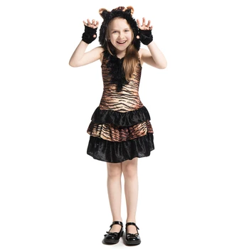 Fete Junglă Drăguț Tigru Animal Tematice Tigroaică Copil Copii Joaca Fancy Rochie De Petrecere De Halloween, Carnaval, Cosplay Costum