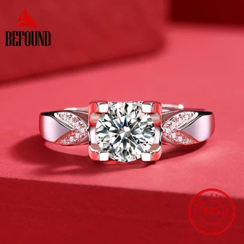 FIGĂSITE Rotund Argint 925 Moissanite Inele pentru Femei în formă de U Inel Titular Benzile de Nunta de Diamant Imitație de Bijuterii Fine