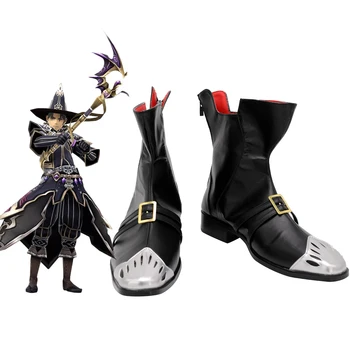 Final Fantasy XIV FF14 Black Mage Level 80 Cosplay Cizme Pantofi Negri Personalizate Orice Dimensiune